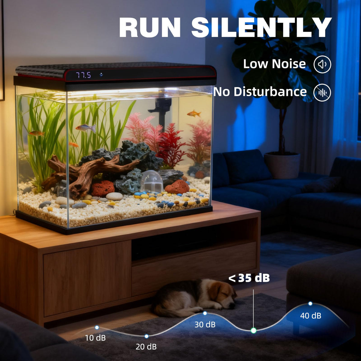 20 Gallon Glass Fish Tank Aquarium Starter Kit with LED Lights Filter Pump N9426
