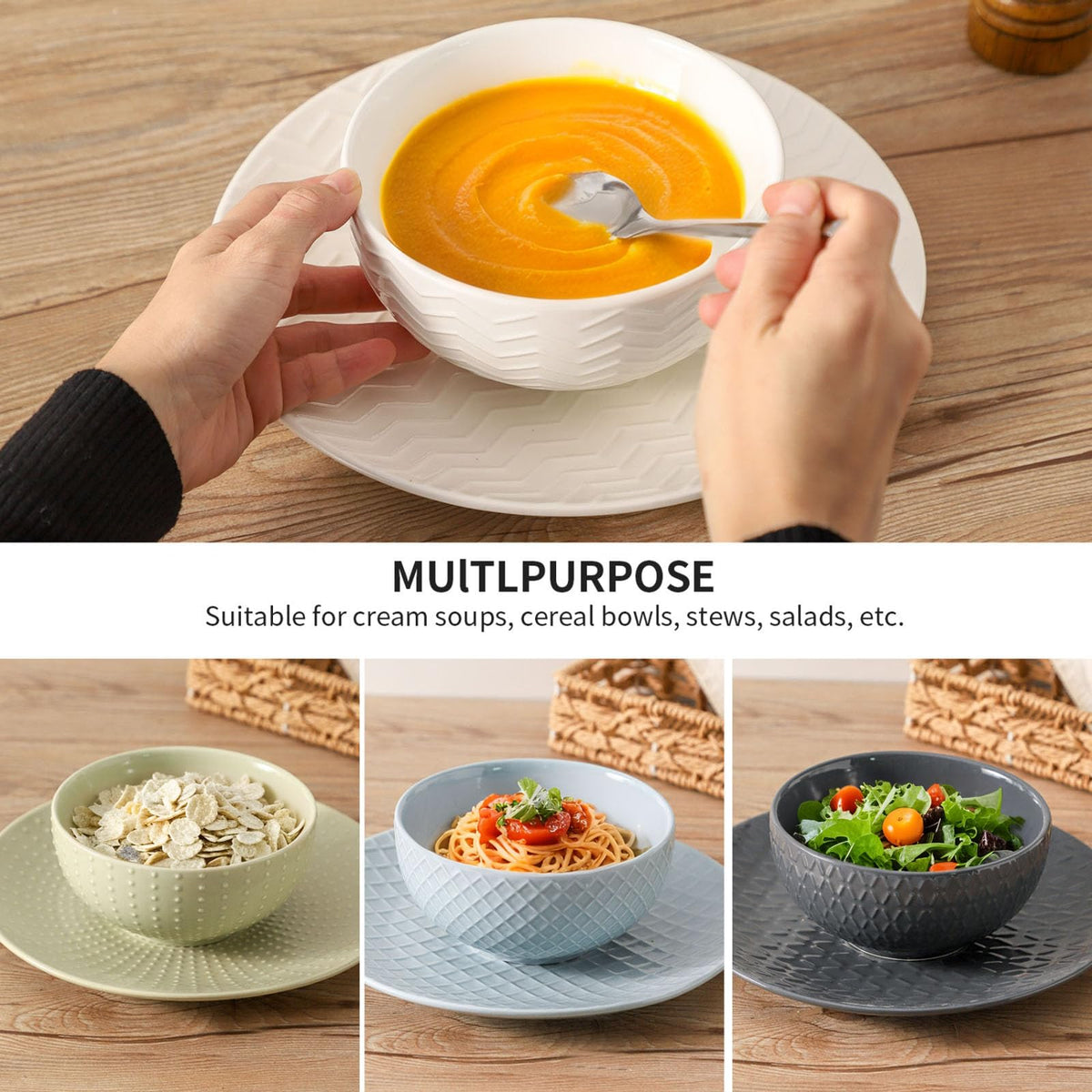 Ceramic Cereal Bowls Set of 4 W4930
