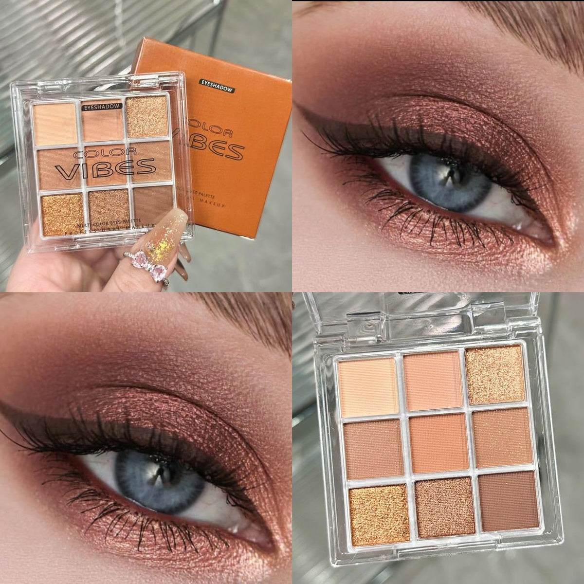 Golden Caramel 9 Warm Bronze & Nude Brown Eyeshadow Palette Matte & Metallic Q25467