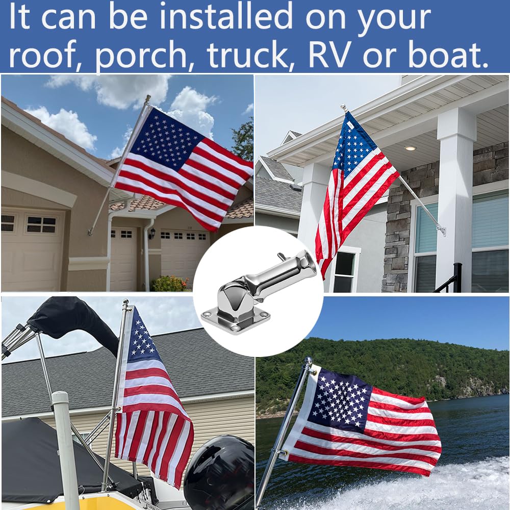 Heavy Duty 304 Stainless Steel Adjustable Flag Pole Holder X915959