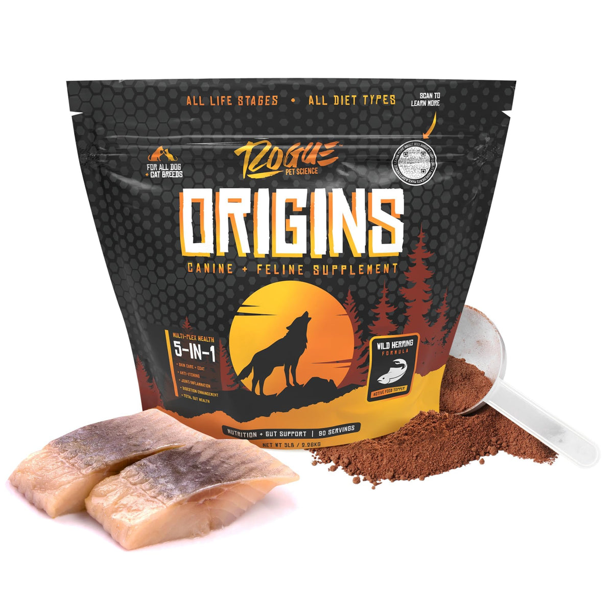 5-in-1 Dog Supplement Powdered Food Topper with Omega 3 Fish Oil 5 lbs L8484
