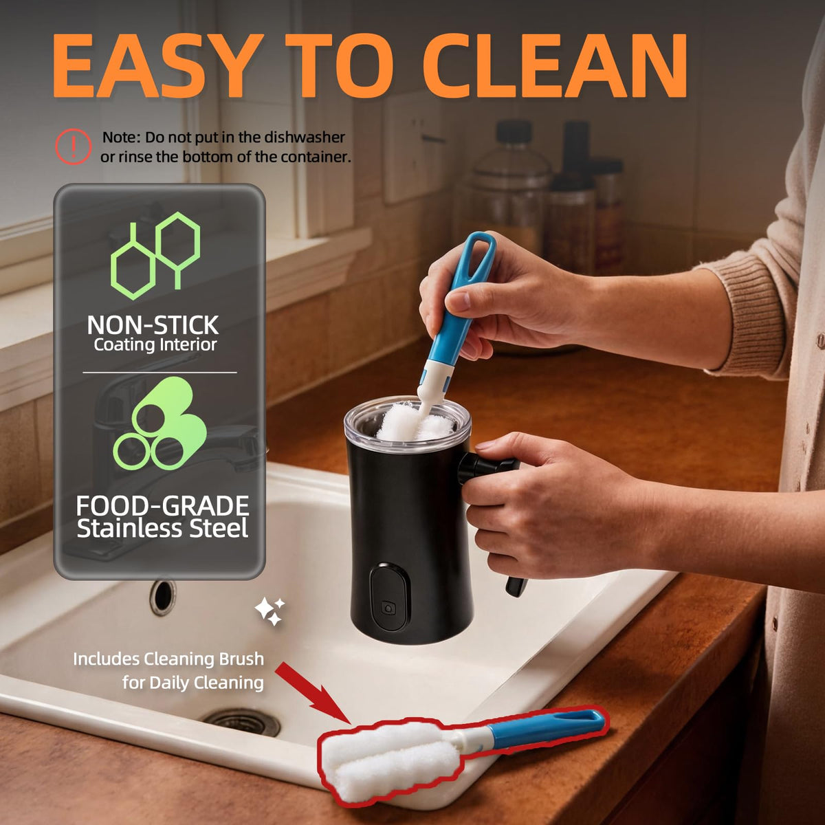 4-in-1 Electric Milk Frother and Steamer Black T63944