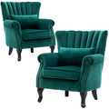 Velvet Accent Chairs Set of 2 Green F60214