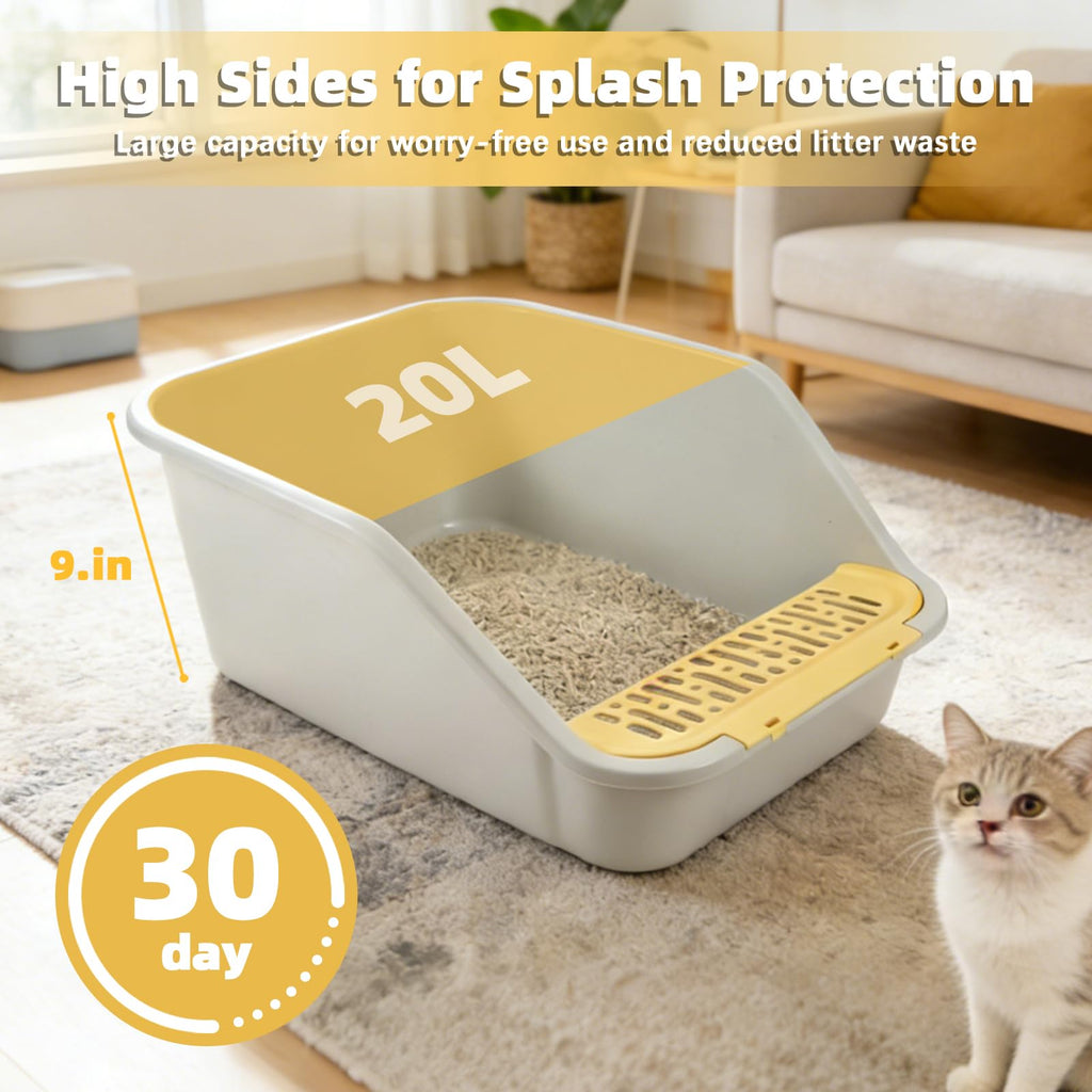High Sides Open Top Cat Litter Box with Low Entry Z21076