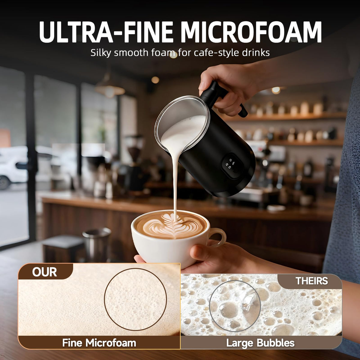 4-in-1 Electric Milk Frother and Steamer Black T63944