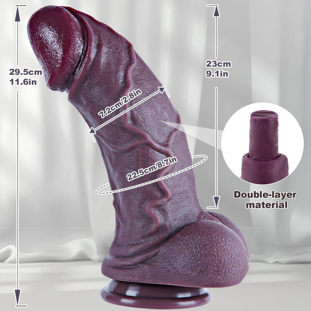 11.6" Black Silicone Suction Cup Dildo F7599