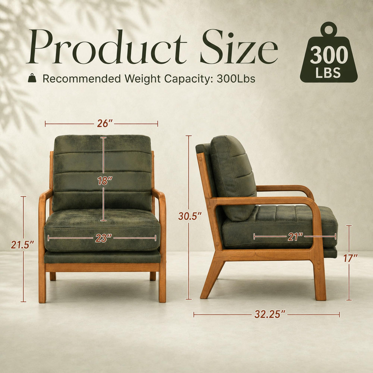 Mid-Century Modern Accent Chair Set of 2 Green A92478