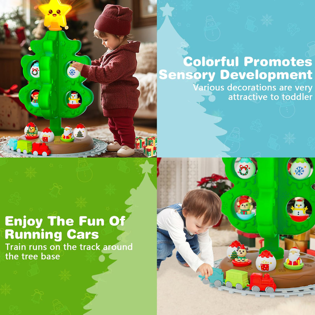 Light Up Musical Christmas Tree Toy Set with Ornaments F429494