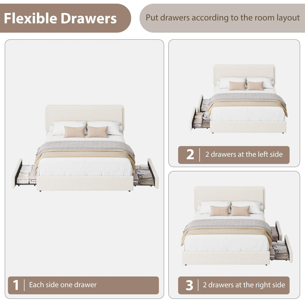 Queen Size Bed Frame with 2 Storage Drawer A834389