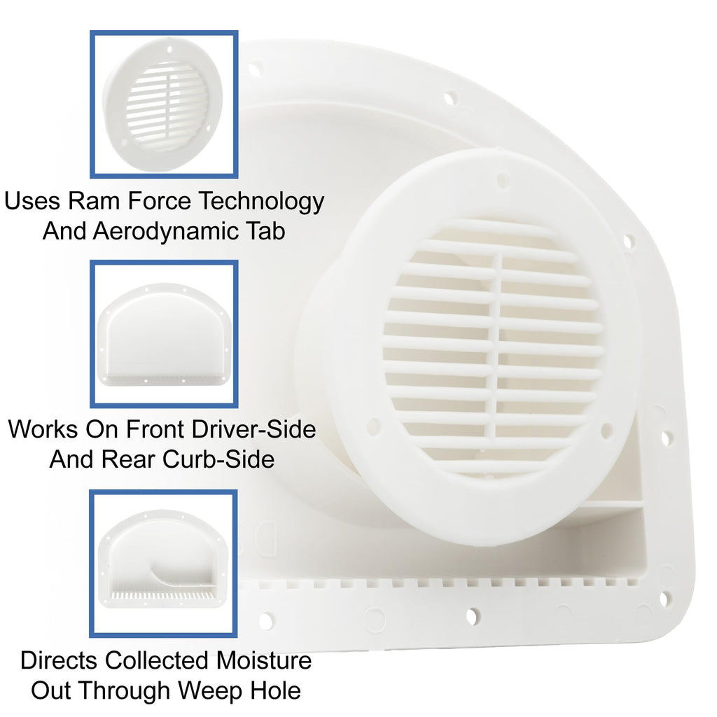 White Trailer Exterior Vent Cowl with Grill 2 Pack Z470453