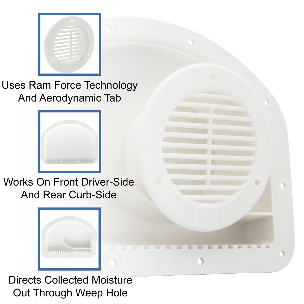 White Trailer Exterior Vent Cowl with Grill 2 Pack Z470453