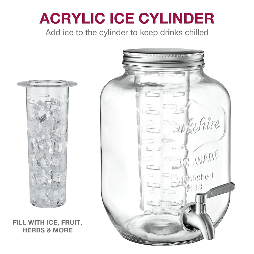 Glass Drink Dispenser with Stand, 1 Gallon, 2-Pack X393