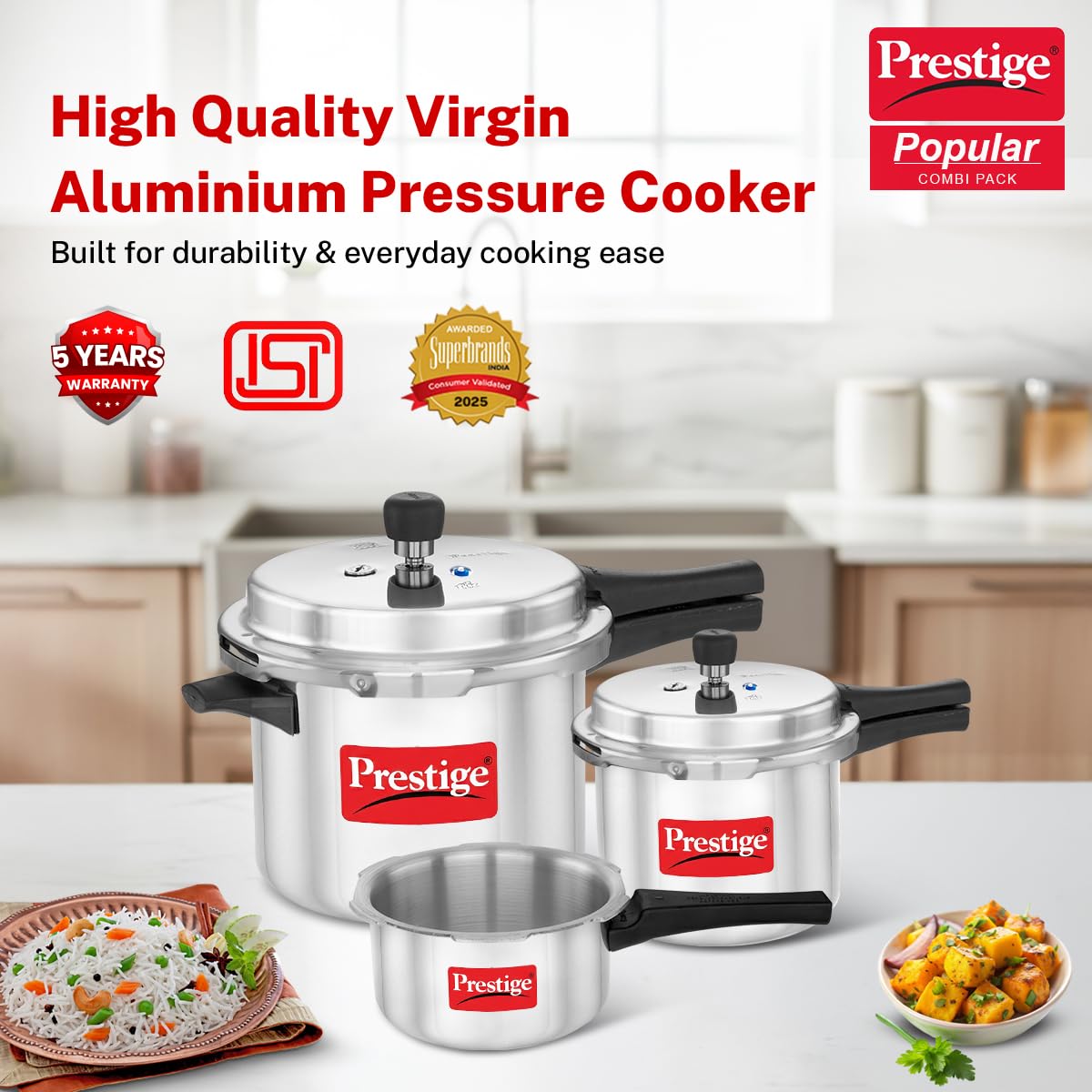 2L+3L+5L Aluminium Pressure Cooker Set with 2 Lids Q18595
