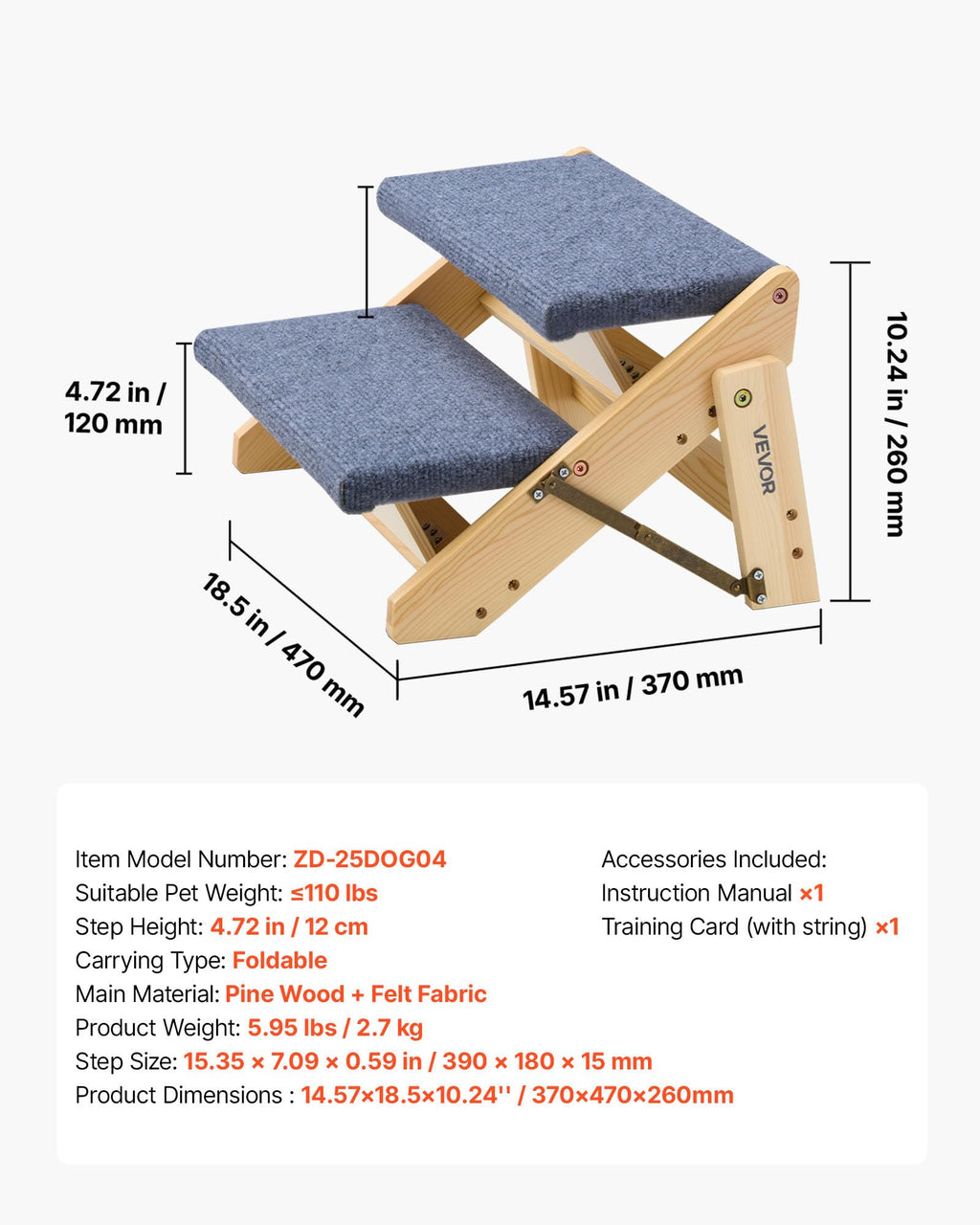 Wood 2-Step Pet Stairs C631