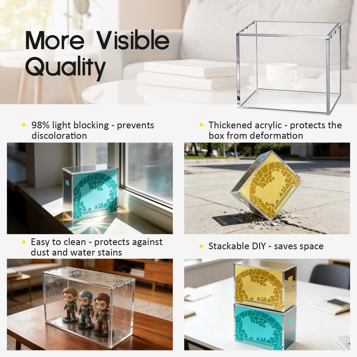 2 Pack Clear Acrylic Magnetic Sliding Lid Display Case B227