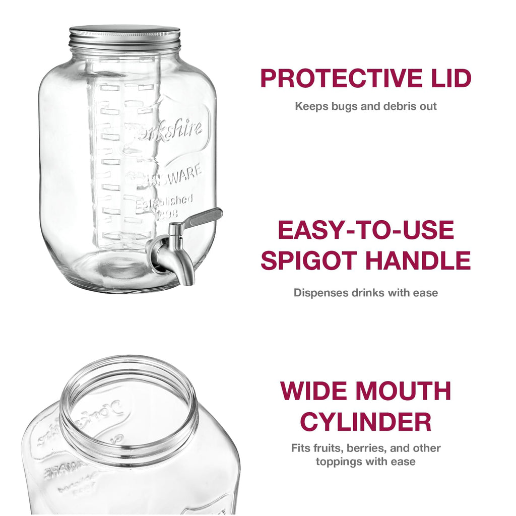 Glass Drink Dispenser with Stand, 1 Gallon, 2-Pack X393