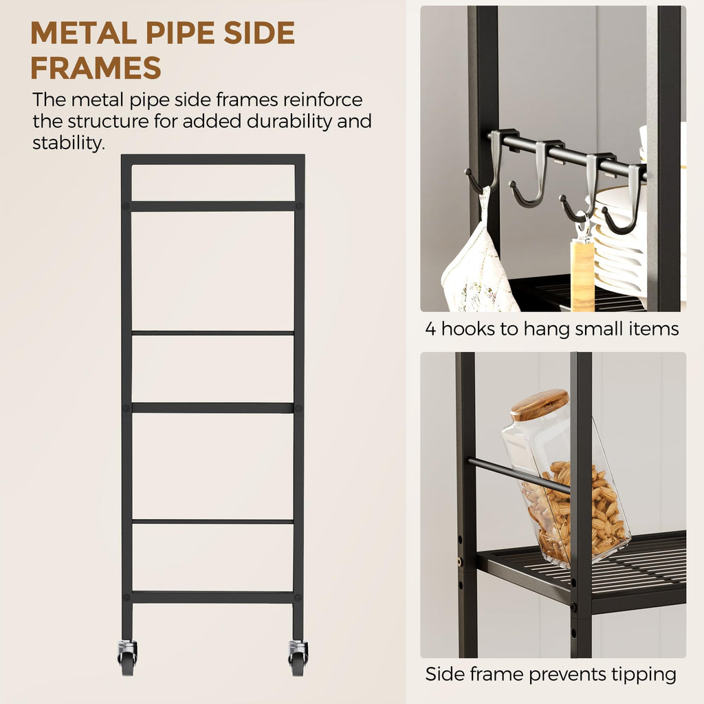 3-Tier Metal Storage Rack with Wheels, Mesh Shelving Unit, Black L813554