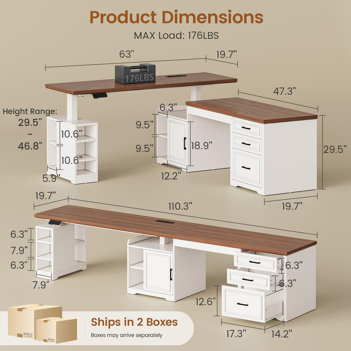 L Shaped Standing Desk with Storage Q748