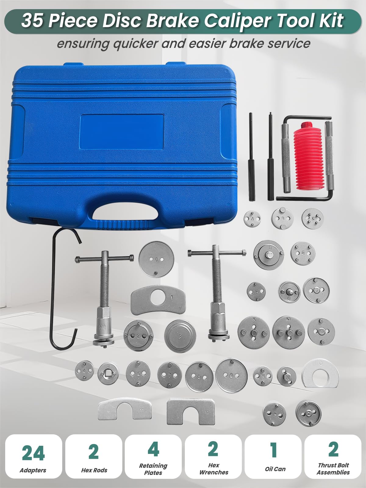 Brake Caliper Compression Tool 36 Piece Disc Brake Caliper Tool Kit with 24 Adapters D5895
