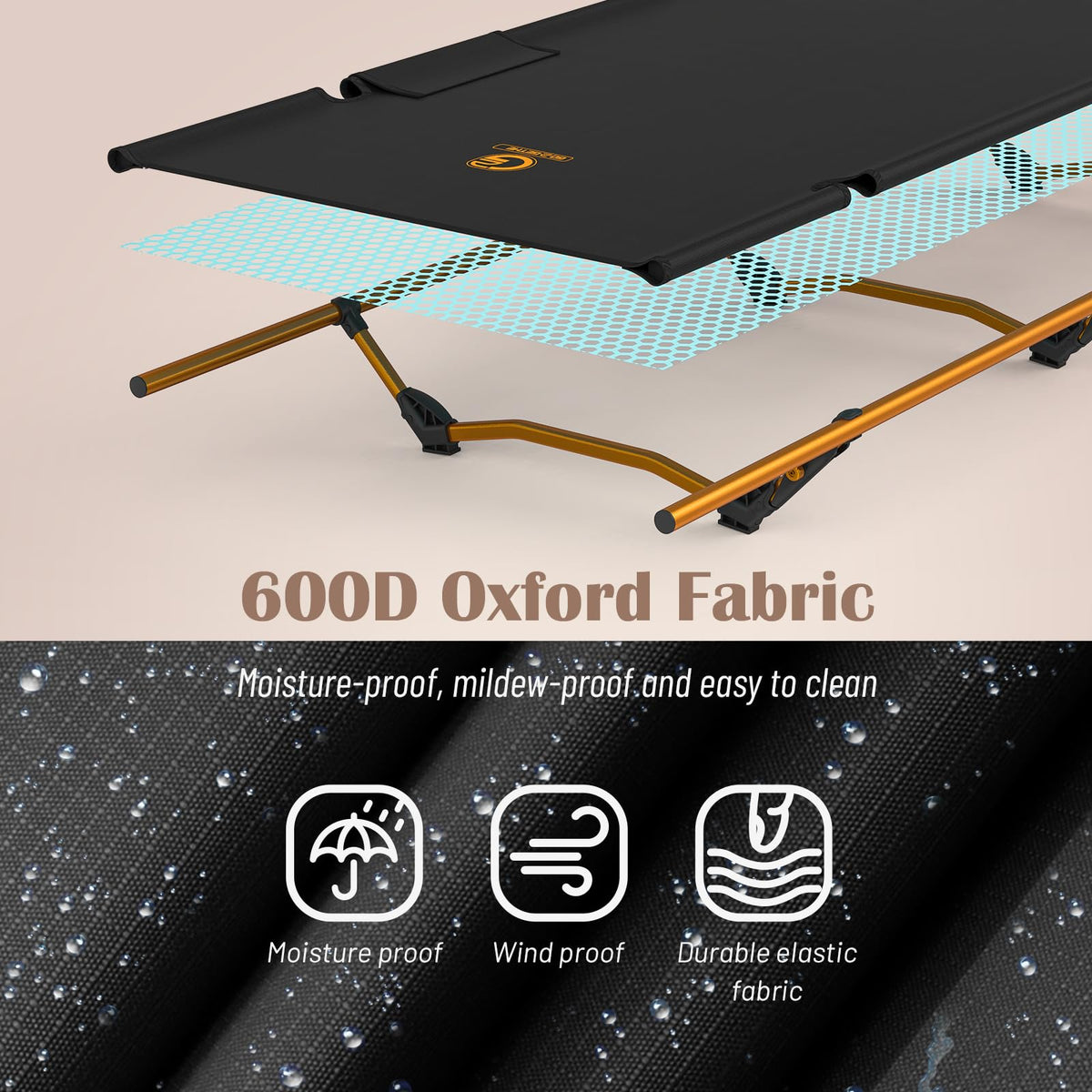 Foldable Camping Cot with Storage Bag I422508