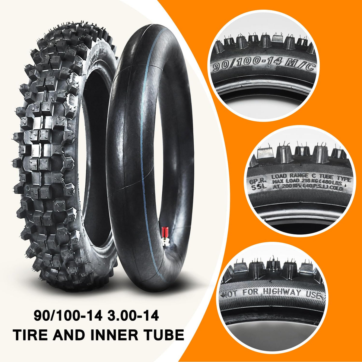 90/100-14 3.00-14 70/100-17 2.75-17 Tire and Inner Tube L1574