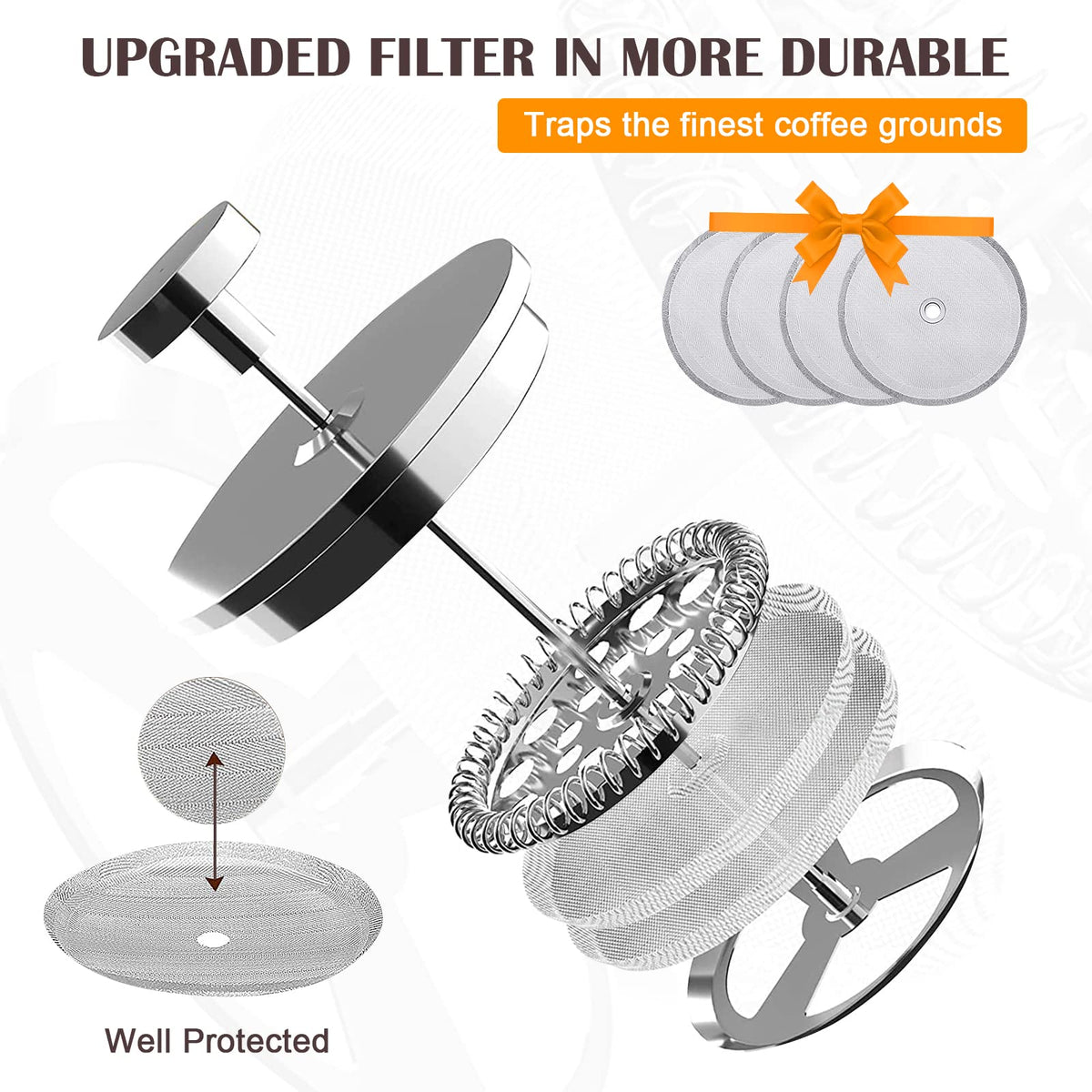 Double Insulated 304 Stainless Steel French Press Coffee Maker 1000ml S176655