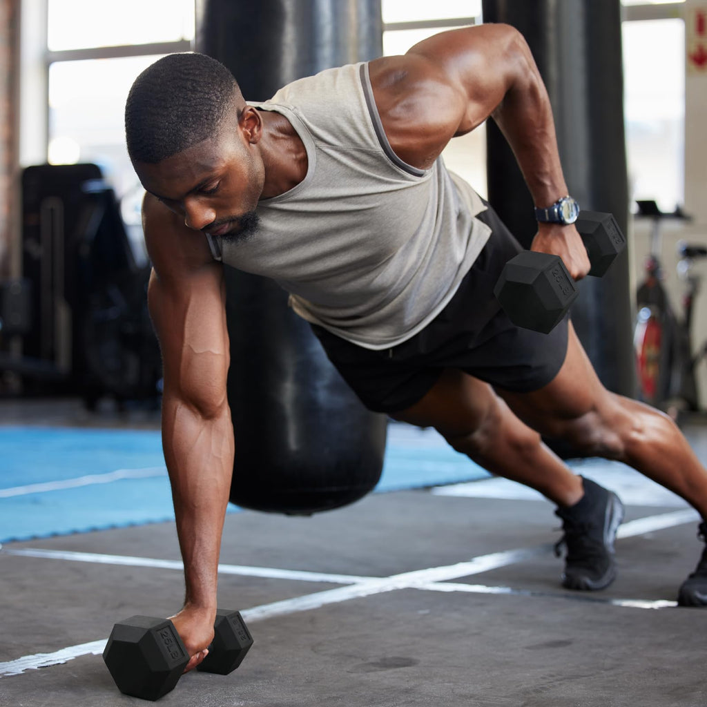 Rubber Coated Hex Dumbbell Set A9667