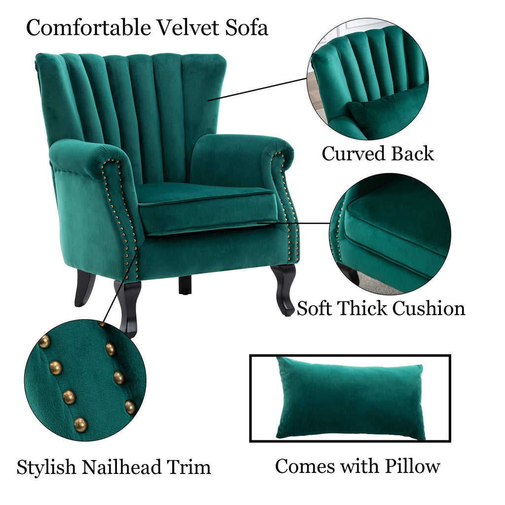 Velvet Accent Chairs Set of 2 Green F60214