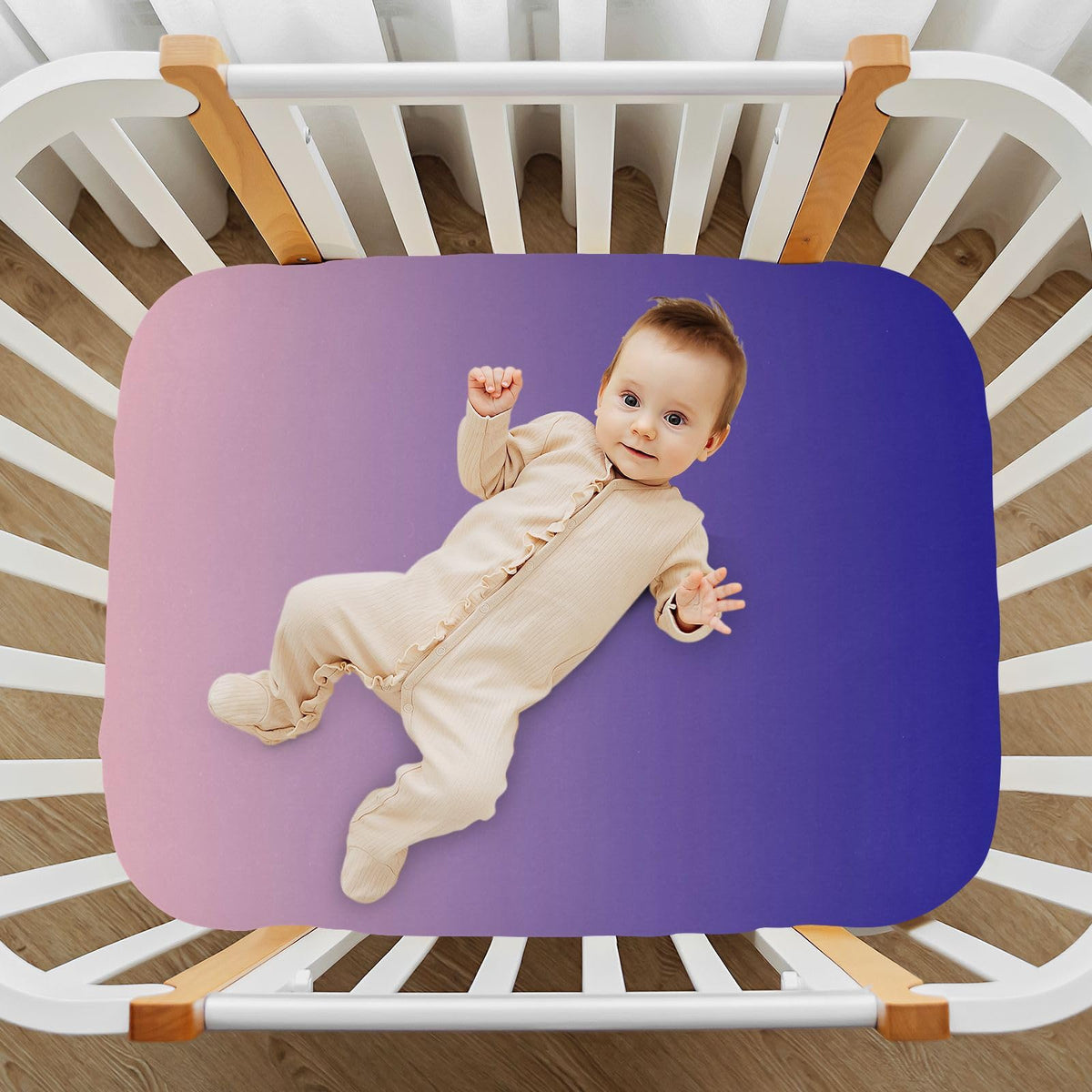 Dark Blue Pink Fitted Crib Sheet Microfiber H327