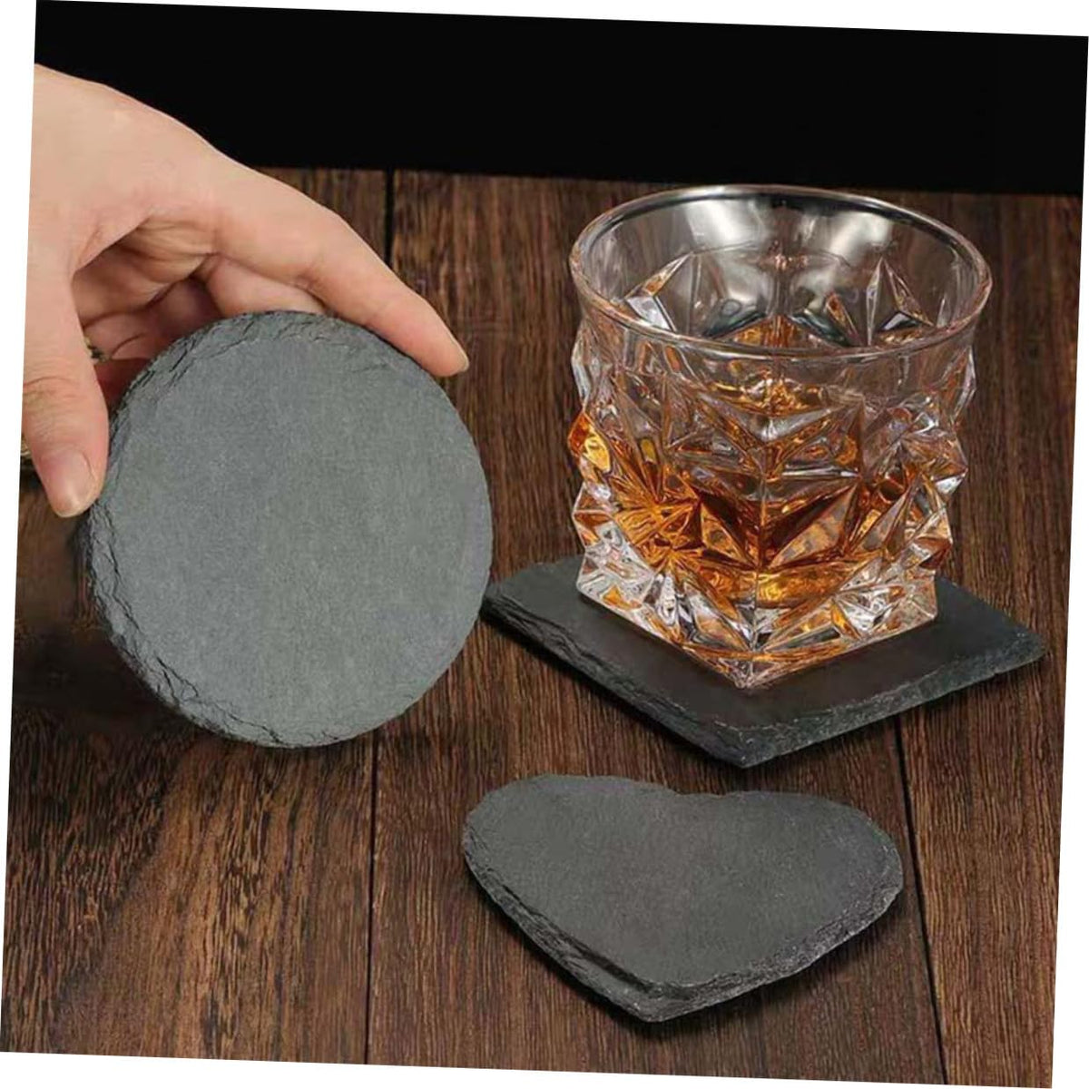 12pcs Natural Stone Coasters Set Q523