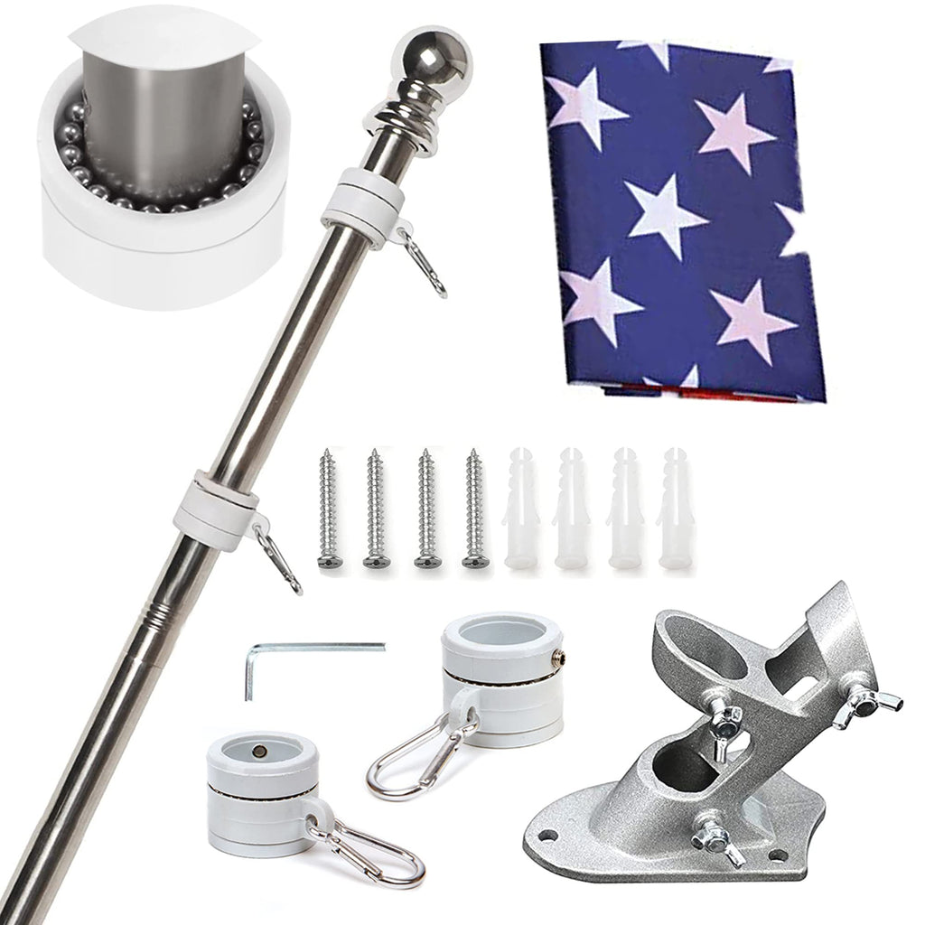 6FT Tangle Free Spinning Metal Flag Pole Kit with 3x5 Flag H918979