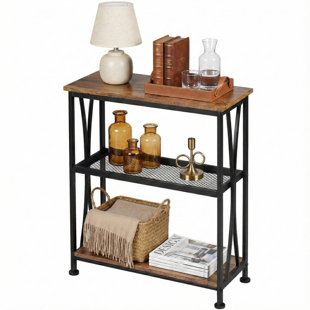 Narrow 3-Tier Side Table with Storage Shelves T468