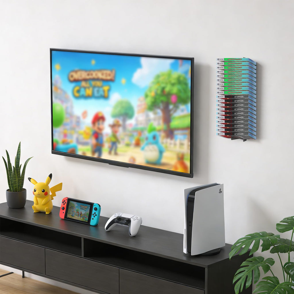 4-Pack Wall Mount DVD Holder Metal Video Game Storage Rack T750197