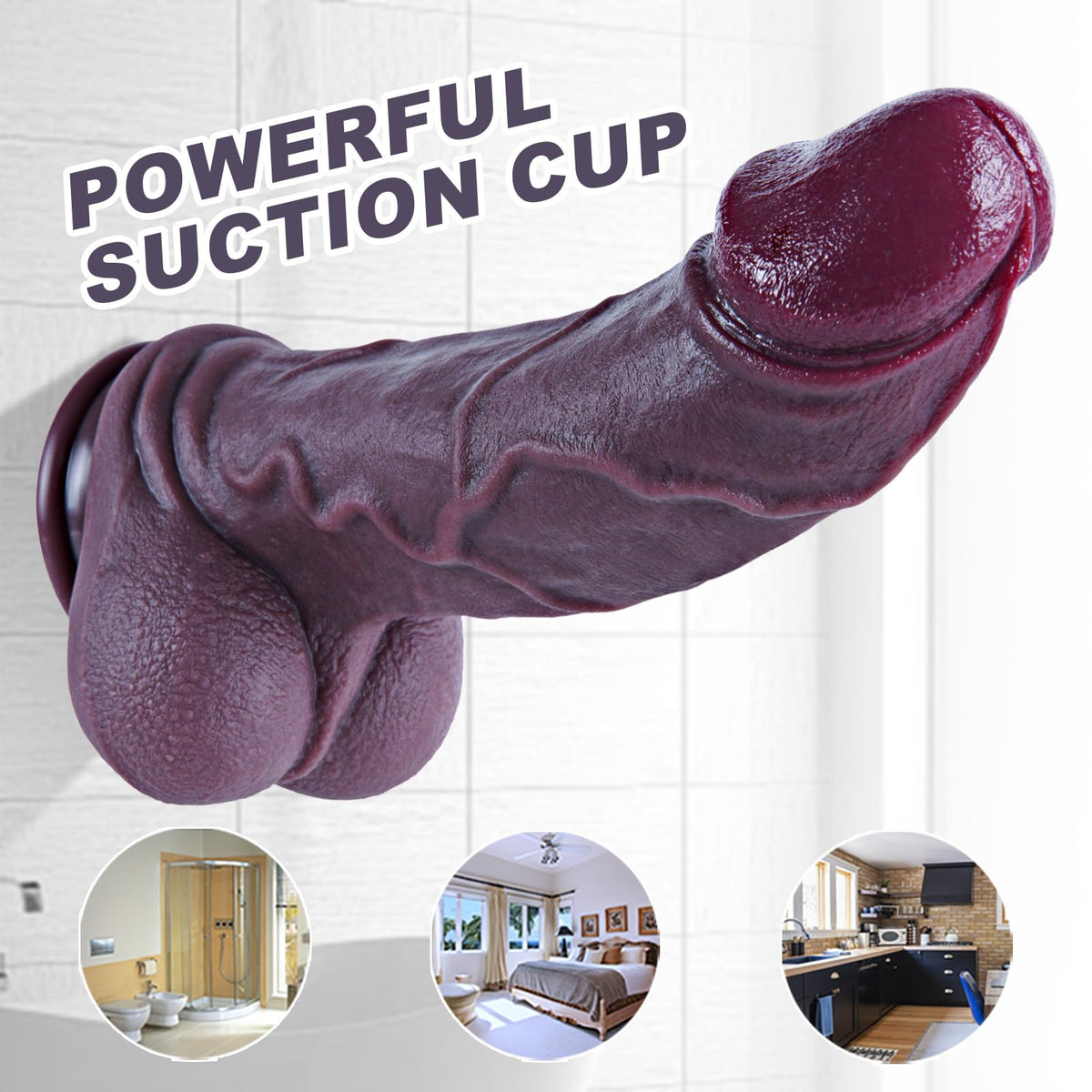 11.6" Black Silicone Suction Cup Dildo F7599