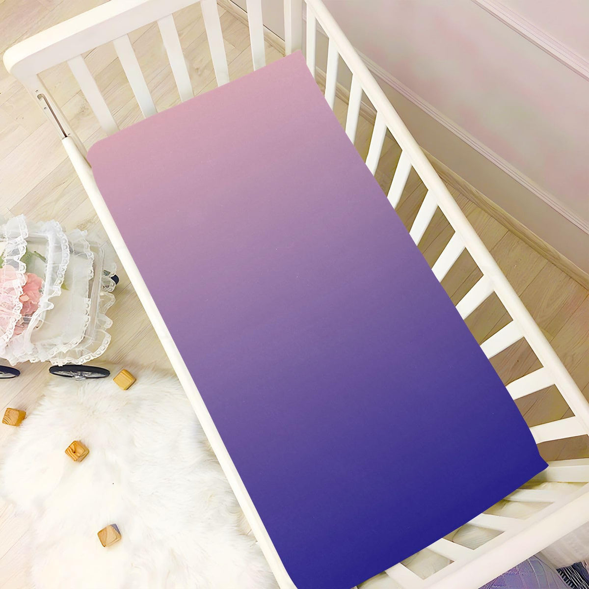 Dark Blue Pink Fitted Crib Sheet Microfiber H327