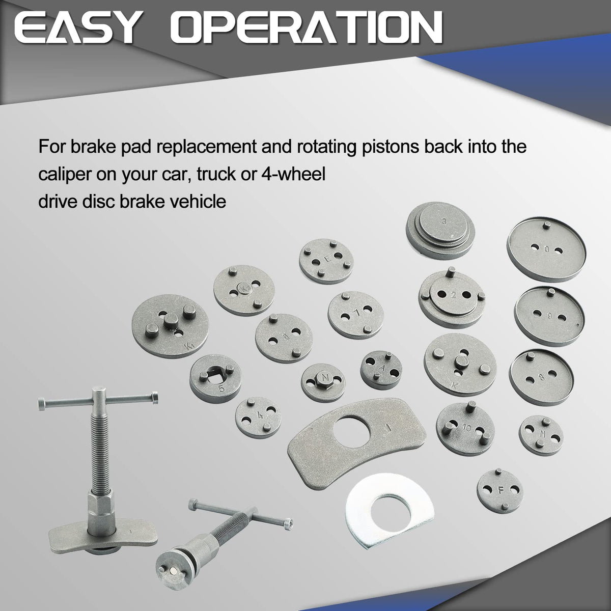 23pcs Heavy Duty Disc Brake Caliper Tool Set and Wind Back Kit J101839