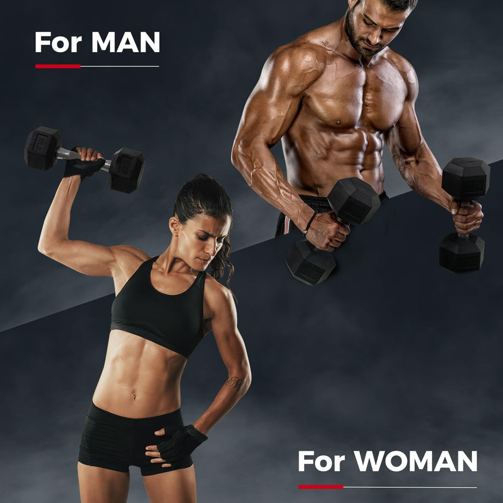Rubber Coated Hex Dumbbell Set A9667
