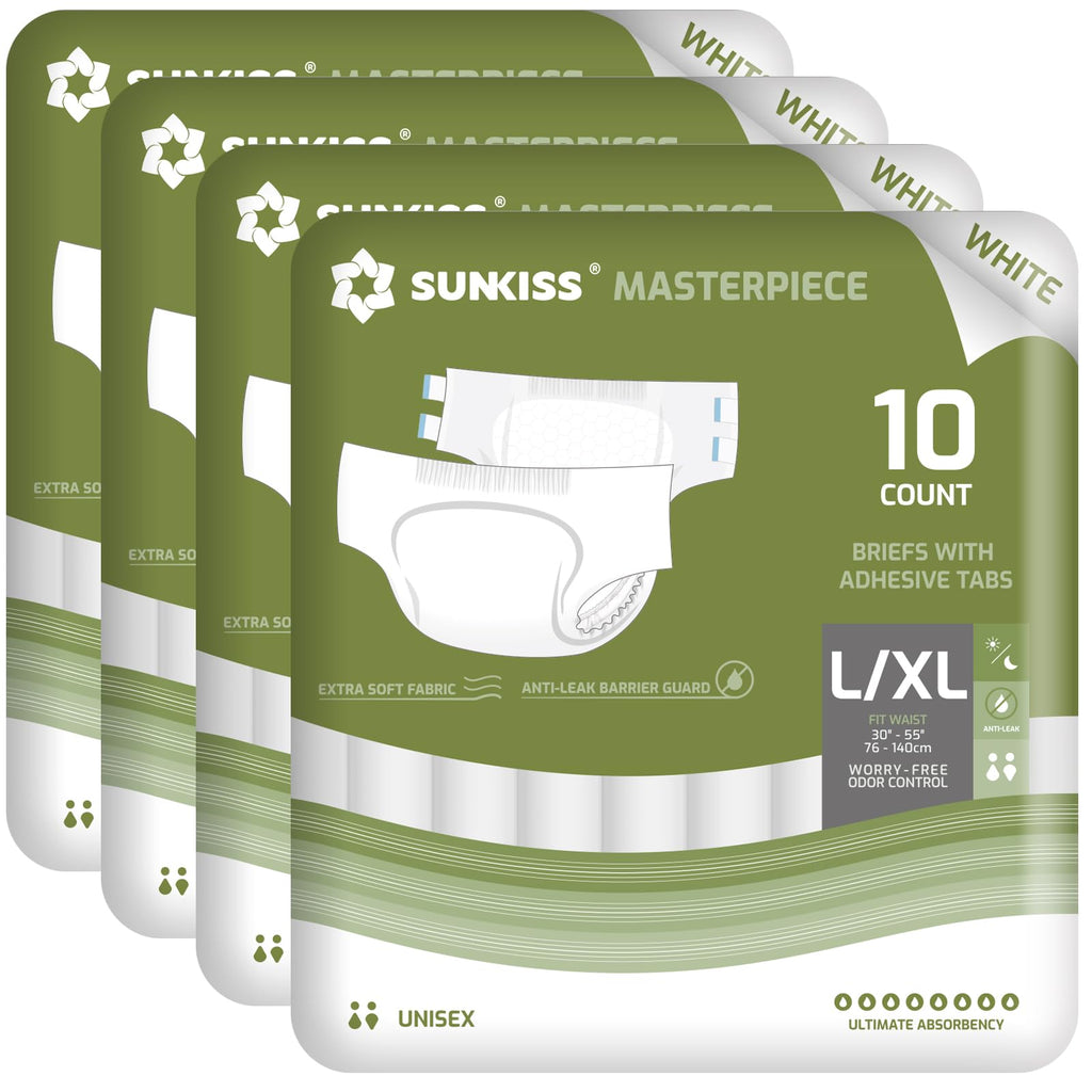 Adult Diapers with Tabs, L/XL, White, 40 Count Z891