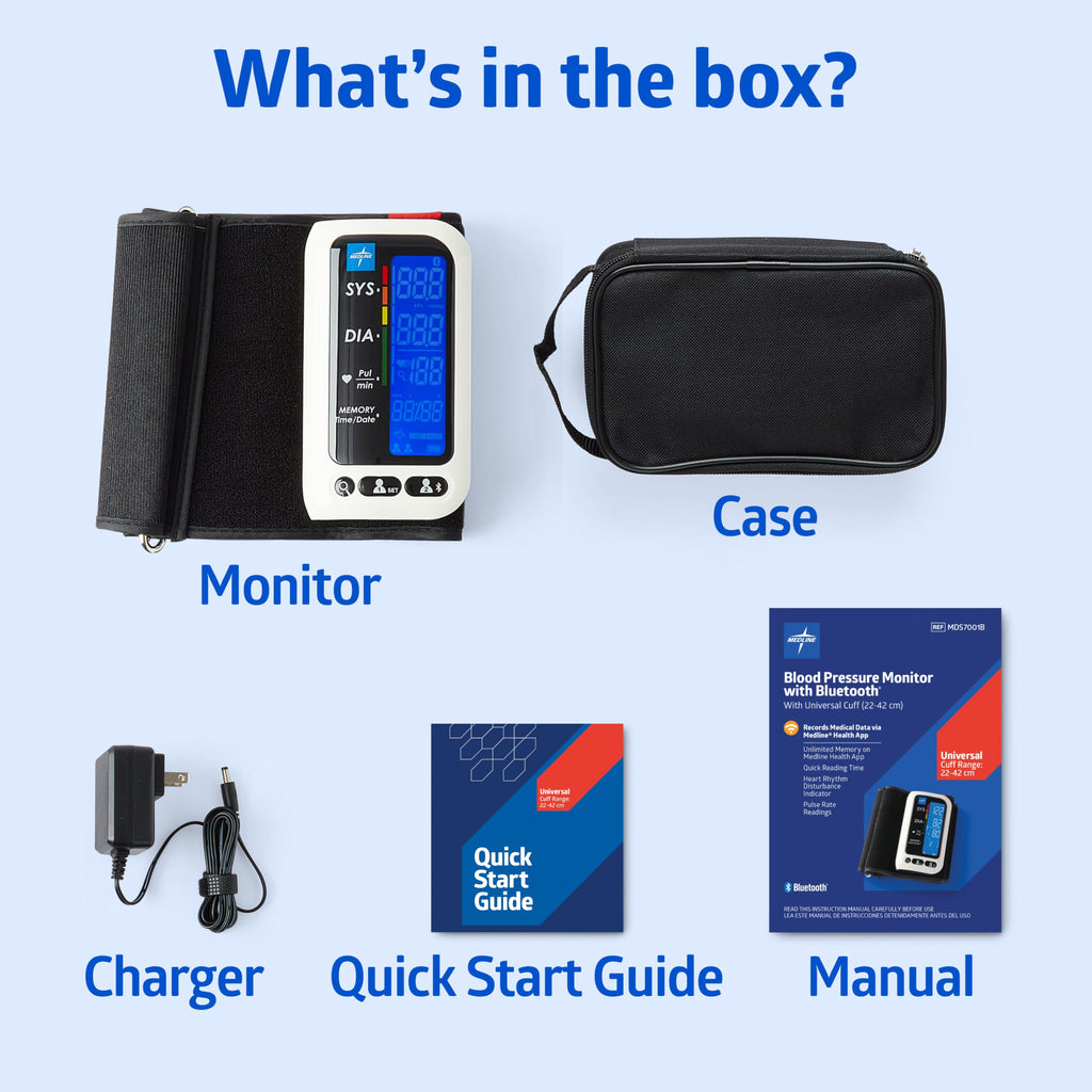 Bluetooth Blood Pressure Monitor with Upper Arm Cuff and Carrying Case P949400