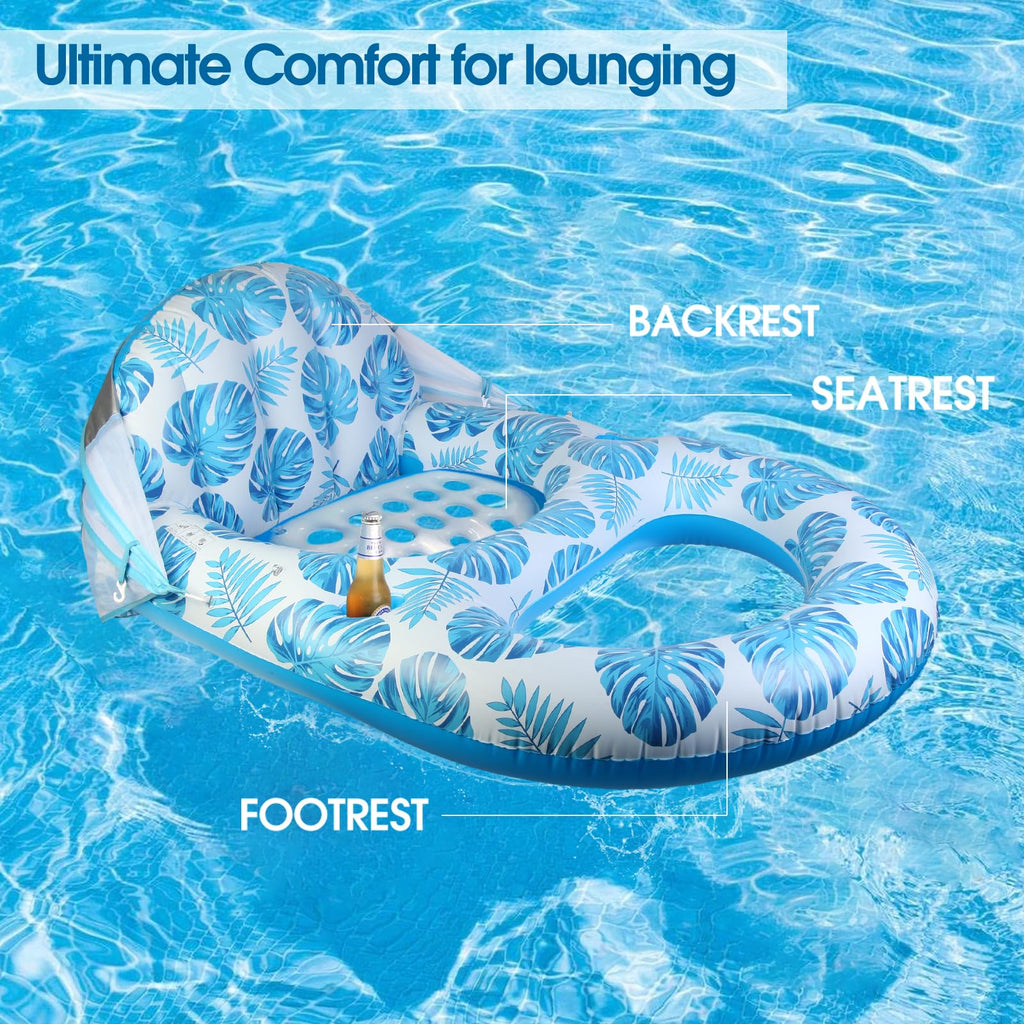 Extra Large Inflatable Pool Lounge Float with Canopy A6497