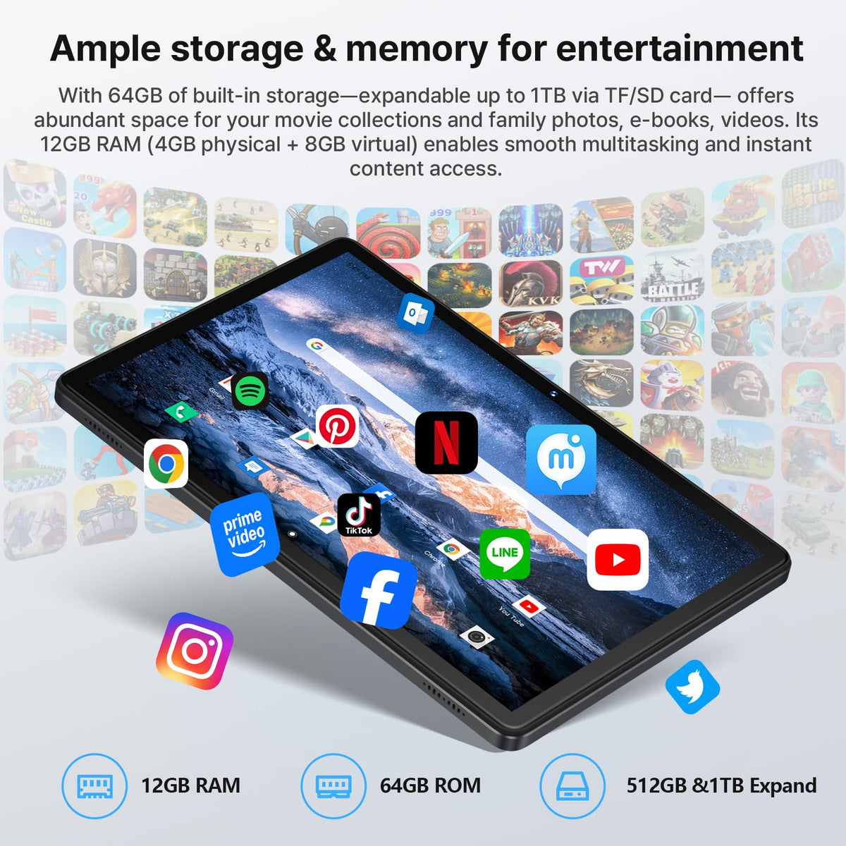 10 Inch Octa-Core Tablet with Keyboard Case Mouse Stylus M160981