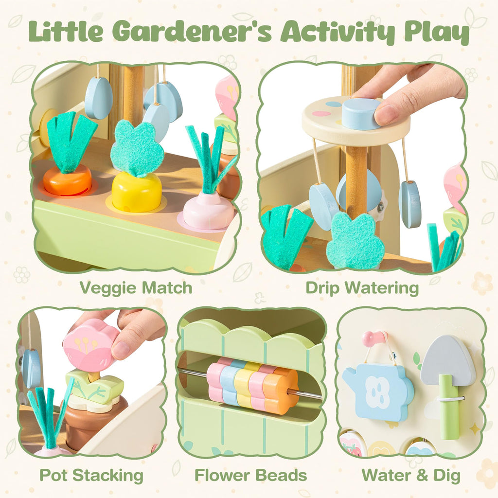Wooden Baby Walker, 10-in-1 Activity Center Toys, Green X858