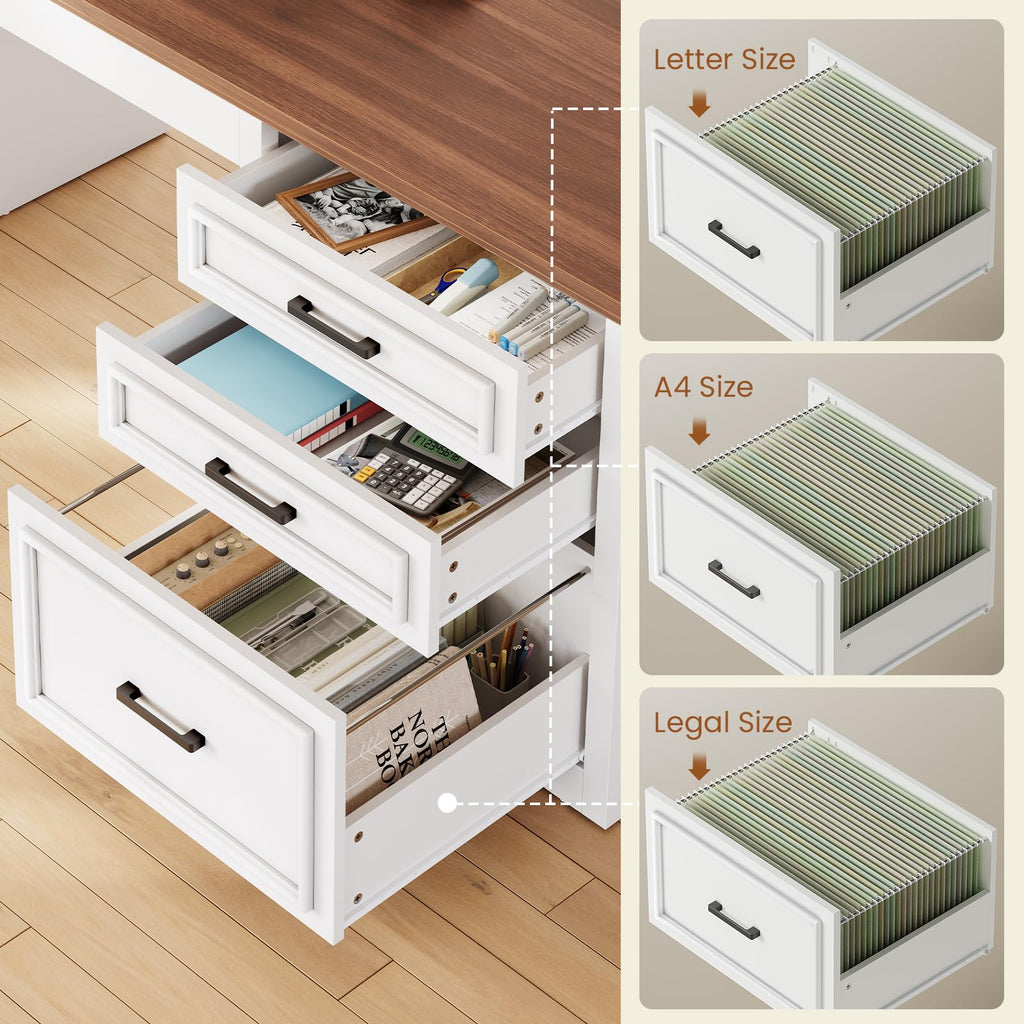 L Shaped Standing Desk with Storage Q748