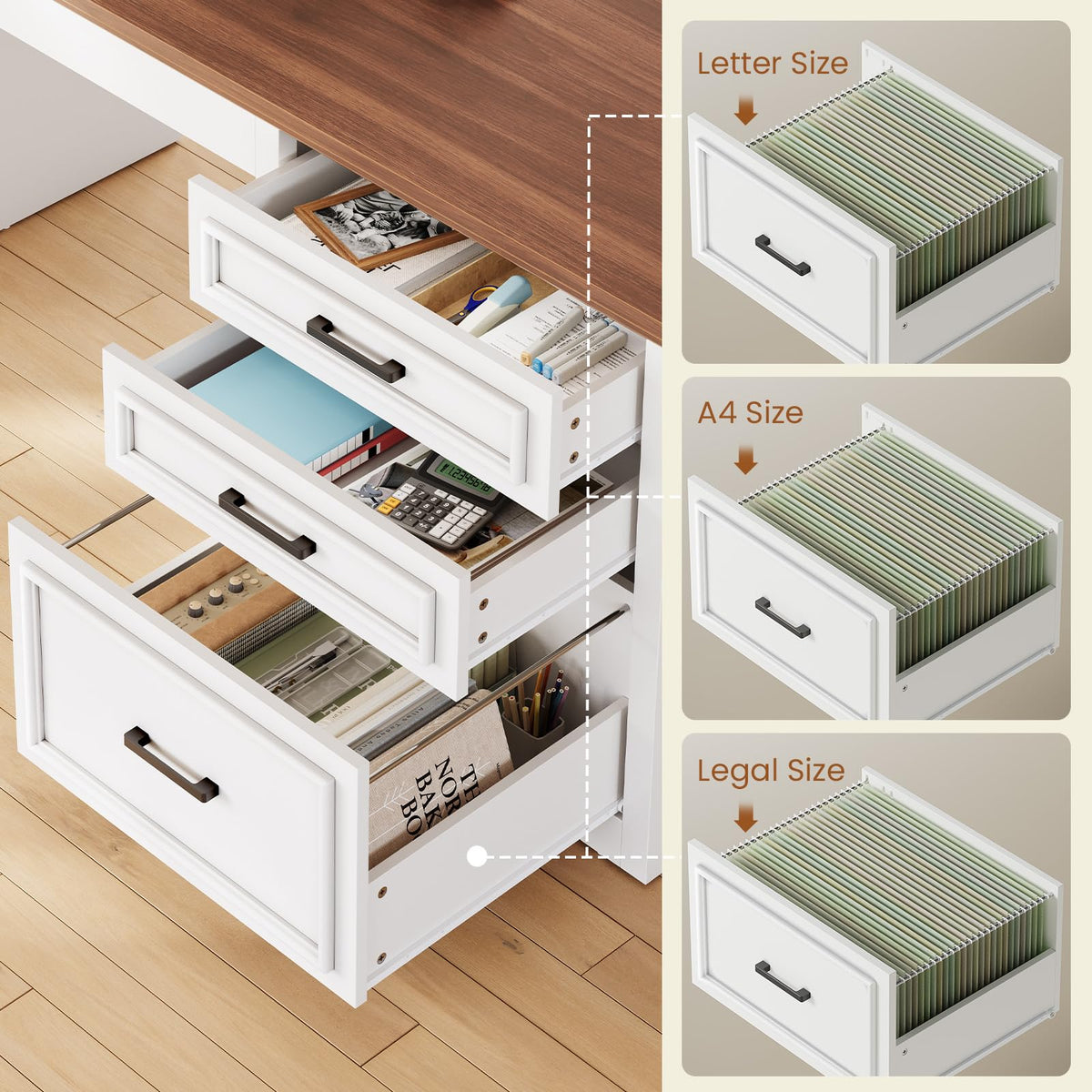 L Shaped Standing Desk with Storage Q748