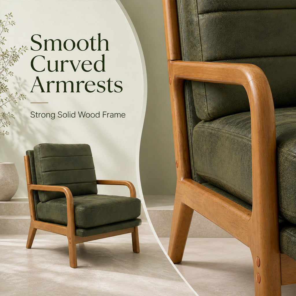 Mid-Century Modern Accent Chair Set of 2 Green A92478