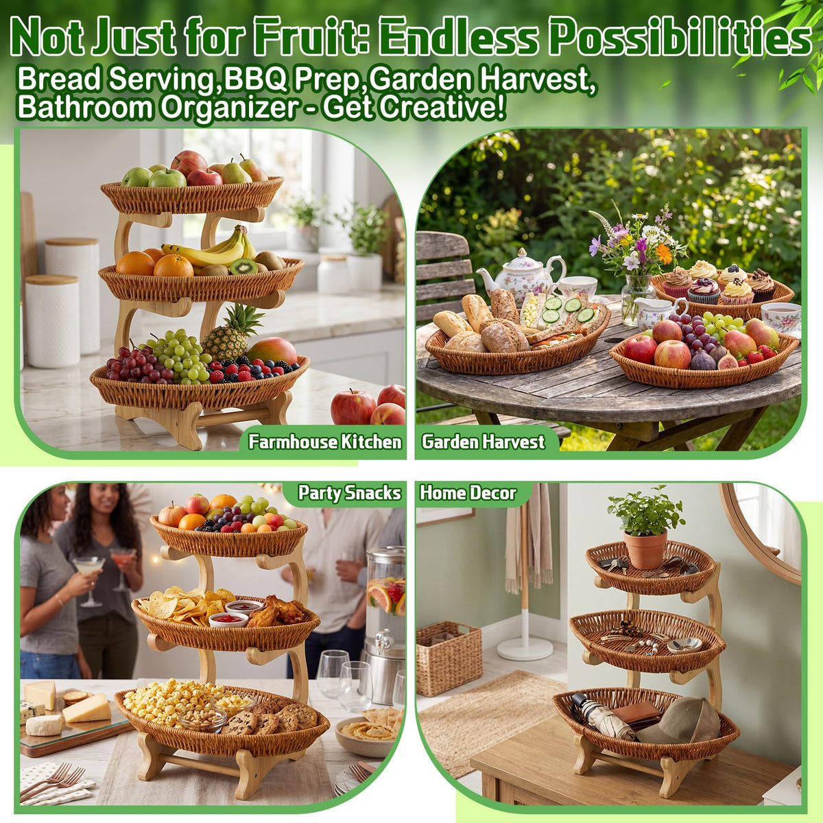 3 Tier Rattan Fruit Basket L324772