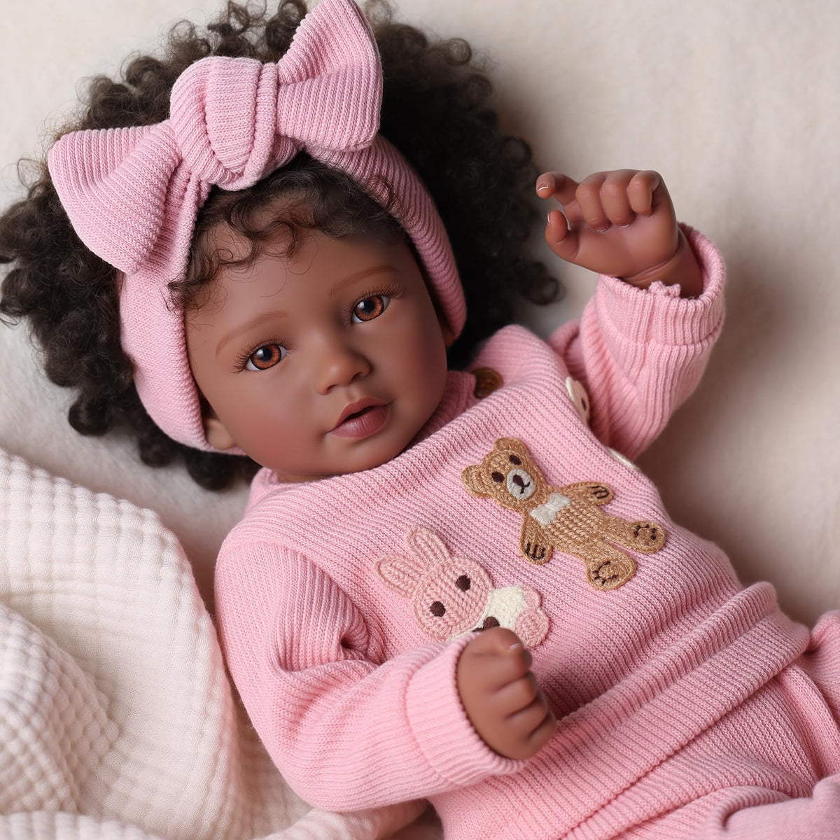 20 Inch Black Reborn Baby Doll with Rooted Hair X263798
