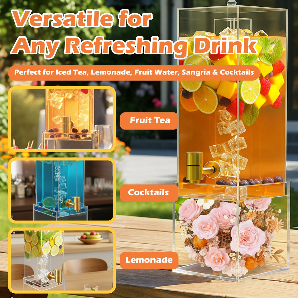 2 Gallon Drink Dispenser with Airtight Valve and Acrylic Stand Q5632