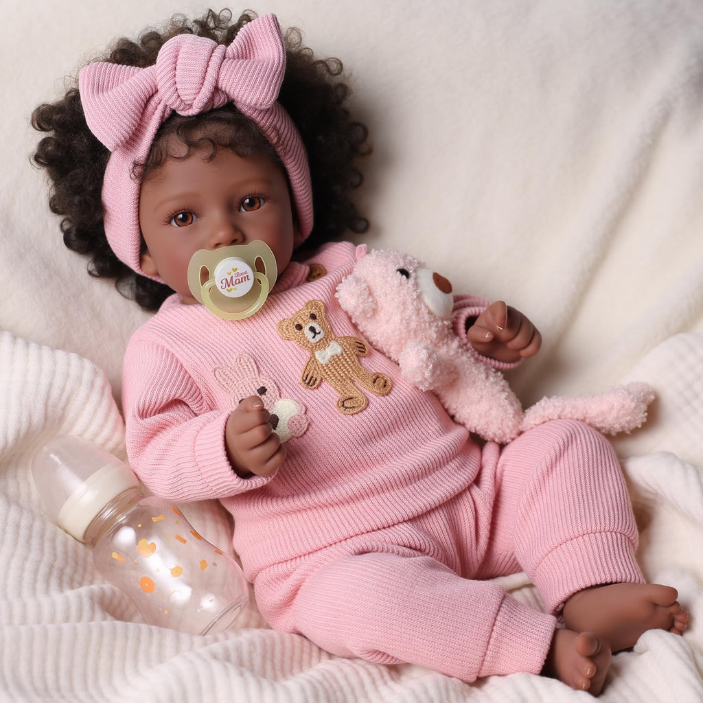 20 Inch Black Reborn Baby Doll with Rooted Hair X263798