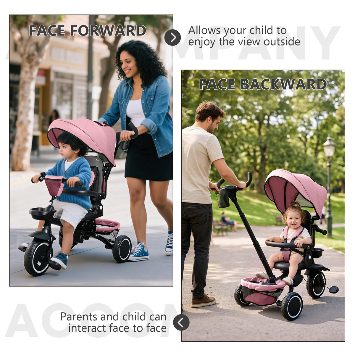 8 in 1 Toddler Tricycle with Push Handle X164143